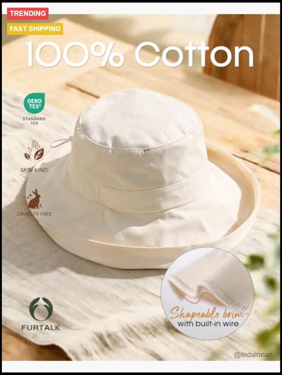 Wide Brim Ponytail Sun Hat UPF 80+ Cotton Foldable Beach Hat main image 5